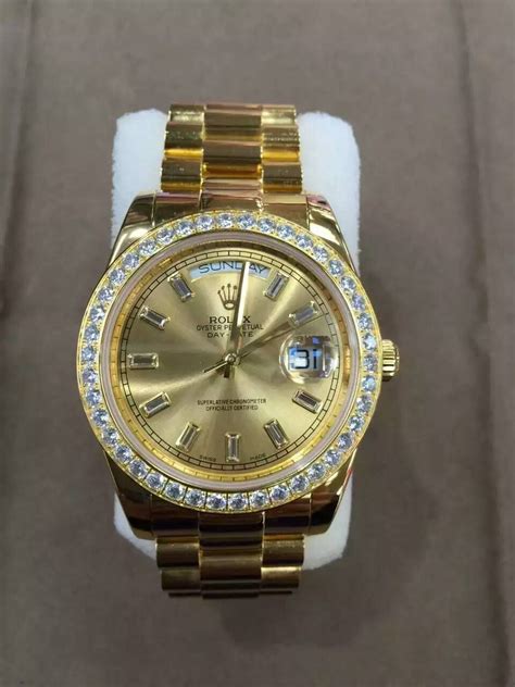 rolex 24k diamond watch|18 karat gold rolex watch.